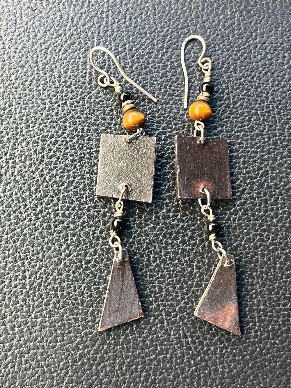 Handcrafted Multicolored Geometric Shape Drop Earrings - Picture 2 of 6